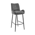 Armen Living Armen Living LCPMBACH26 26 in. Panama Counter Height Bar Stool in Charcoal Fabric & Black Finish LCPMBACH26
